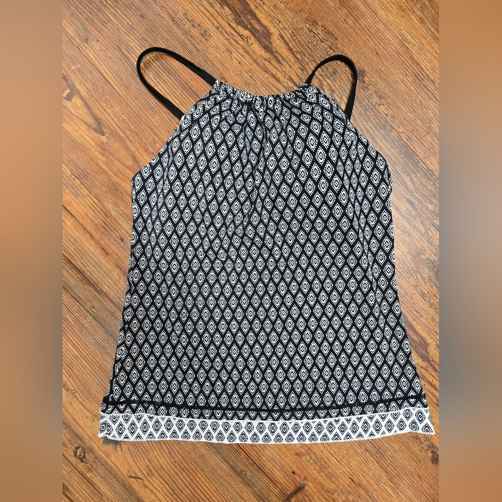Jantzen tankini top 10 pristine black and white fixed pads adj. strap classy